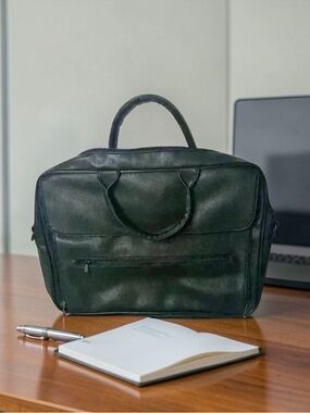 Travelwell Black Faux Leather Briefcase Laptop Bag Work Travel Bag